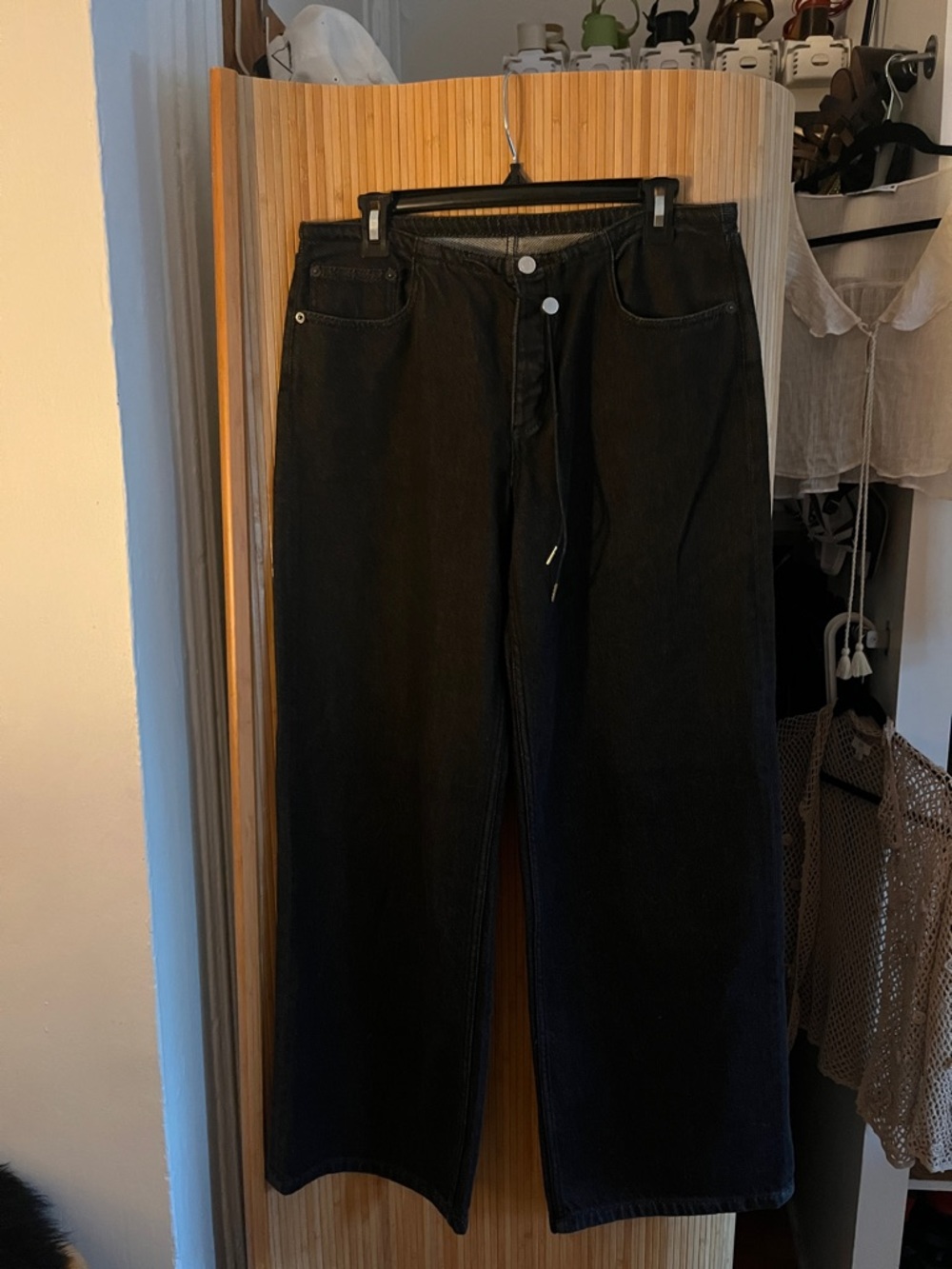Wide Leg Black Women's Pants - Casual High-Rise